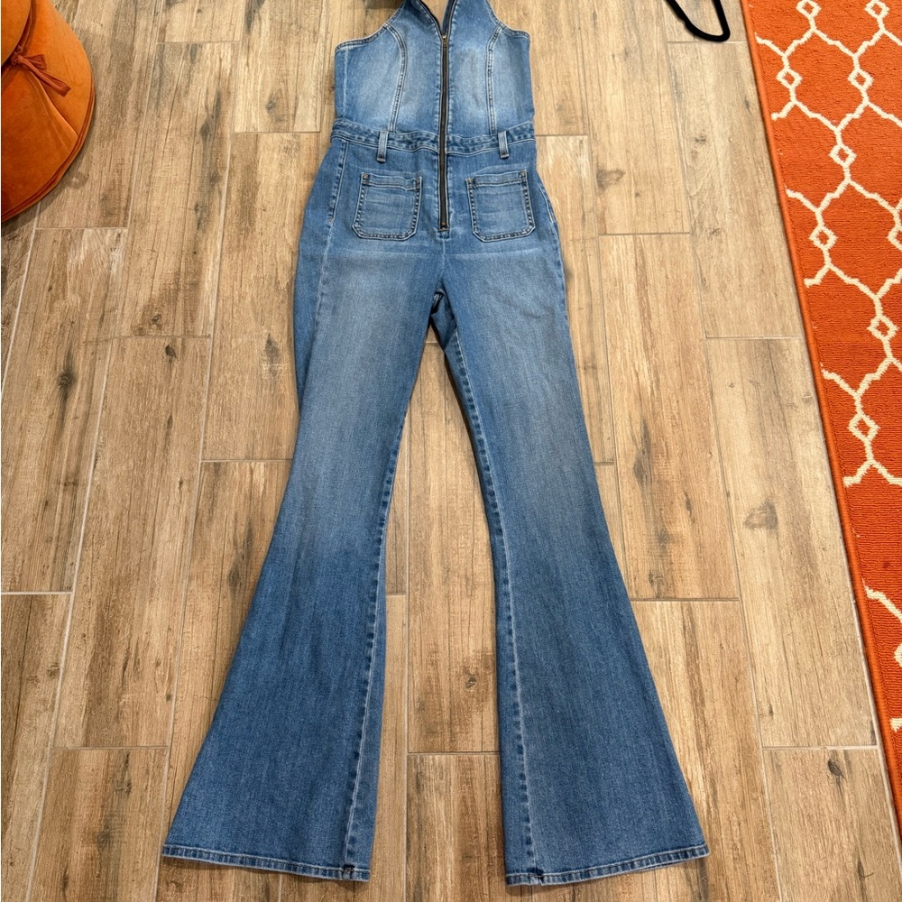 Ramy Brook Blue Denim Flare Jumpsuit 27